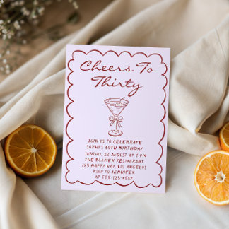 Invitation Elegant Purple Cheers to Thirty Cocktail Birthday