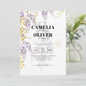 Invitation Élégant Purple Fleurs de Wisteria Floral Moderne (Debout devant)