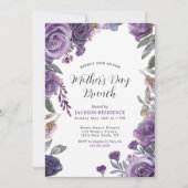 Invitation Élégant Purple Floral Fête des Mères Brunch (Devant)