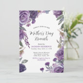 Invitation Élégant Purple Floral Fête des Mères Brunch (Debout devant)