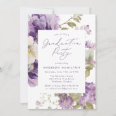 Invitation Élégant Purple Floral Photo Party (Devant)