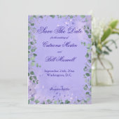 Invitation Elegant Purple Florals Wedding Save The Date Card (Debout devant)