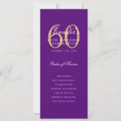 Invitation Élégant Purple Gold 60e Anniversaire Menu du progr (Devant)