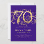 Invitation Elégant Purple Gold 70e anniversaire (Devant)