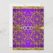 Invitation Elégant Purple Gold Damask Diamond Anniversaire (Dos)