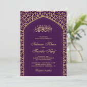 Invitation Elegant Purple Gold Islamic Mihrab Muslim Wedding (Debout devant)