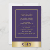 Invitation Élégant Purple Gold Script 10ème Classe Réunion (Dos)