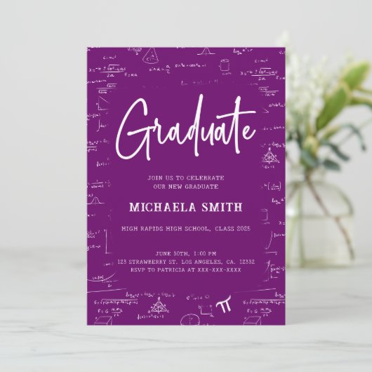 Invitation Elegant Purple Graduate Math Graduation (Debout devant)