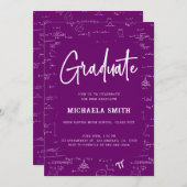 Invitation Elegant Purple Graduate Math Graduation (Devant / Derrière)