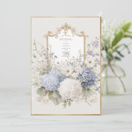 Invitation Elegant Purple Hydrangeas Vintage Wedding (Debout devant)