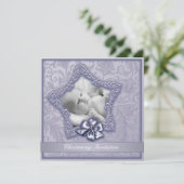 Invitation Élégant Purple Lavender Christening (Debout devant)