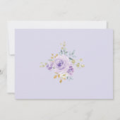 Invitation Élégant Purple Or Floral Première Communion Baptêm (Dos)