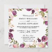 Invitation Elégant Purple Peach Pink Floral Mariage Invitatio (Devant)