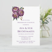 Invitation Élégant Purple Peonies Bridesmaids Déjeuner (Debout devant)