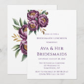 Invitation Élégant Purple Peonies Bridesmaids Déjeuner (Devant / Derrière)