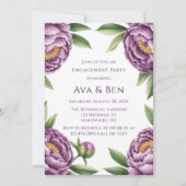 Invitation Élégant Purple Peony Floral Engagement (Devant)