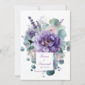Invitation Elegant Purple Peony Lavender Eucalyptus (Devant)