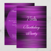 Invitation Élégant Purple Psychédélique 75e anniversaire (Devant / Derrière)