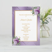 INVITATION ÉLÉGANT PURPLE ROSE MÉTALLIQUE EUCALYPTUS MARIAGE (Debout devant)