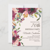 Invitation Élégant Purple Rose or Floral 70e anniversaire (Devant)