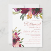 Invitation Élégant Purple Rose Or Floral Script Retraite (Devant)