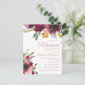 Invitation Élégant Purple Rose Or Floral Script Retraite (Debout devant)