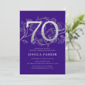Invitation Elégant Purple Silver 70e anniversaire (Debout devant)