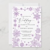 Invitation Elegant Purple snowflakes Winter Wedding (Devant)