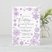 Invitation Elegant Purple snowflakes Winter Wedding (Debout devant)