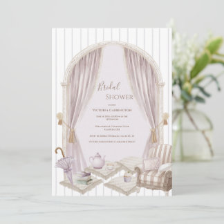 Invitation Elegant Purple Stripe Bridal Shower  