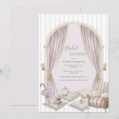 Invitation Elegant Purple Stripe Bridal Shower (Devant / Derrière)