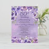 Invitation Elegant Purple Violets 50th Wedding Anniversary  (Debout devant)