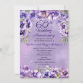Invitation Elegant Purple Violets 60th Wedding Anniversary  (Devant)