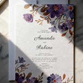 Invitation Elegant Purple Watercolor Floral Wedding
