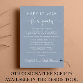 Invitation Elégant QR Code Dusty Blue Wedding Réception