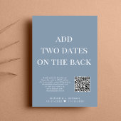 Invitation Elégant QR Code Dusty Blue Wedding Réception