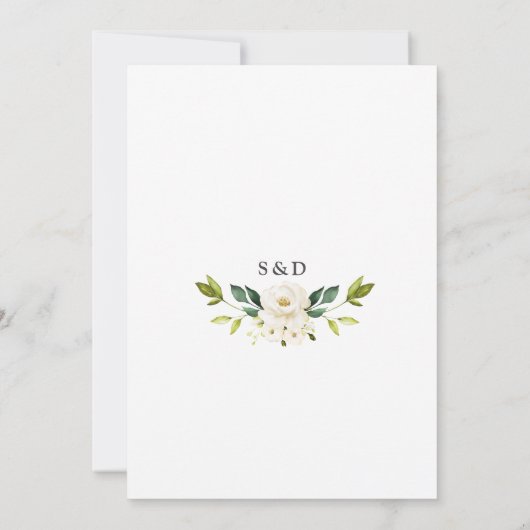 Invitation Elégant QR Code Fleurs blanches Mariage or (Dos)