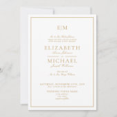 Invitation Élégant QR Code Gold Classic Monogramme Mariage (Devant)