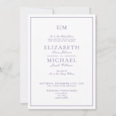 Invitation Élégant QR Code Lavender Classic Monogram Mariage (Devant)