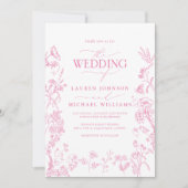 Invitation Elégant QR Code Mariage chinois rose (Devant)