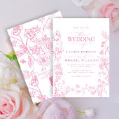 Invitation Elégant QR Code Mariage chinois rose