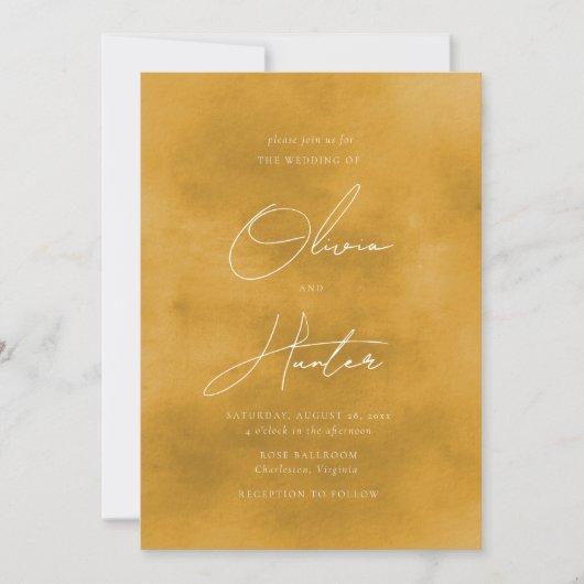Invitation Elégant QR Code Mustard Yellow Mariage (Devant)