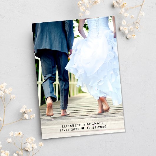 Invitation Elégant QR Code Photo Dusty Blue Wedding Réception