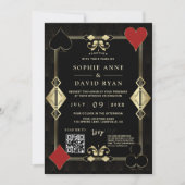 Invitation Elégant QR Code Roaring 20s Gold Art Déco Mariage (Devant)