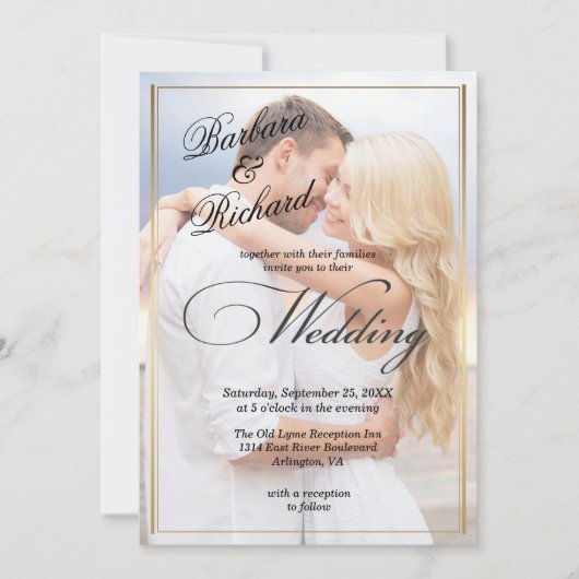 Invitation Elégant QR Code RSVP Photo Mariage moderne (Devant)