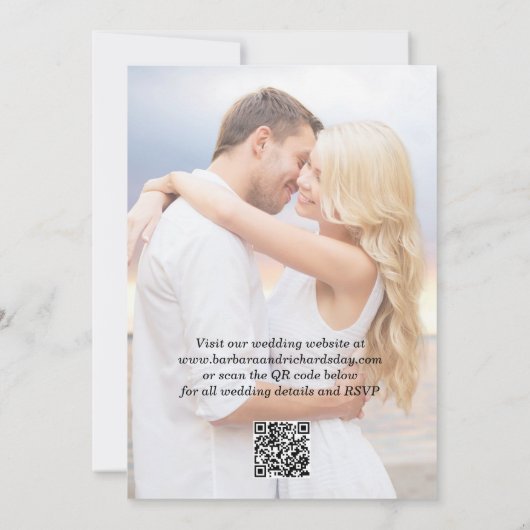 Invitation Elégant QR Code RSVP Photo Mariage moderne (Dos)