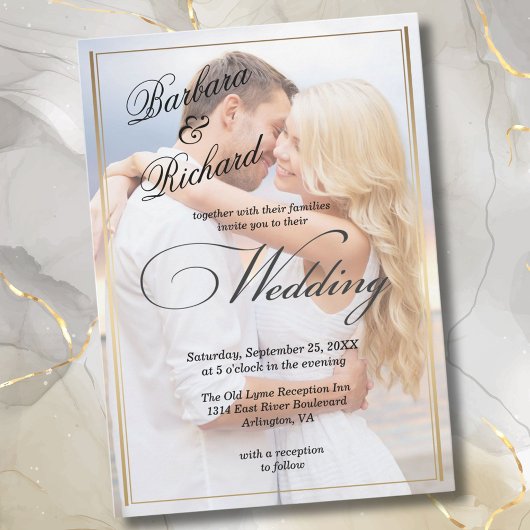 Invitation Elégant QR Code RSVP Photo Mariage moderne