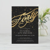 Invitation Elégant Quarty Black Gold 40e anniversaire (Debout devant)