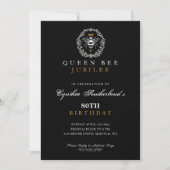 Invitation Elégant Queen Bee Jubilee Black & Gold Anniversair (Devant)