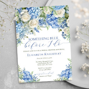 Invitation Élégant quelque chose Blue Hydrangea Fête des mari